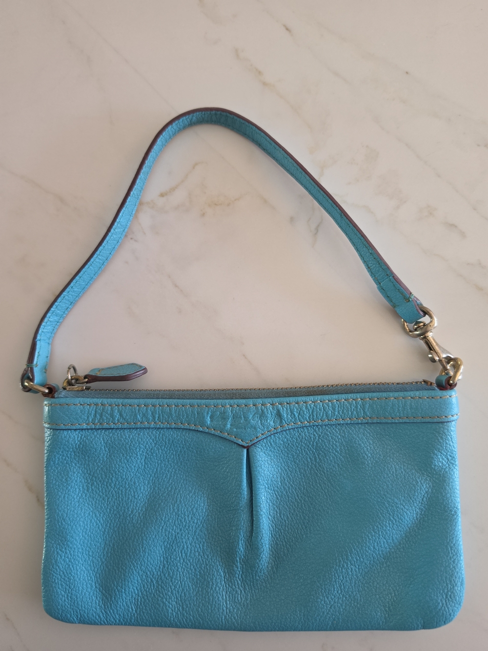 Y2K Inspired Dooney & Bourke Mini Shoulder Bag Wristlet – Turquoise Leather